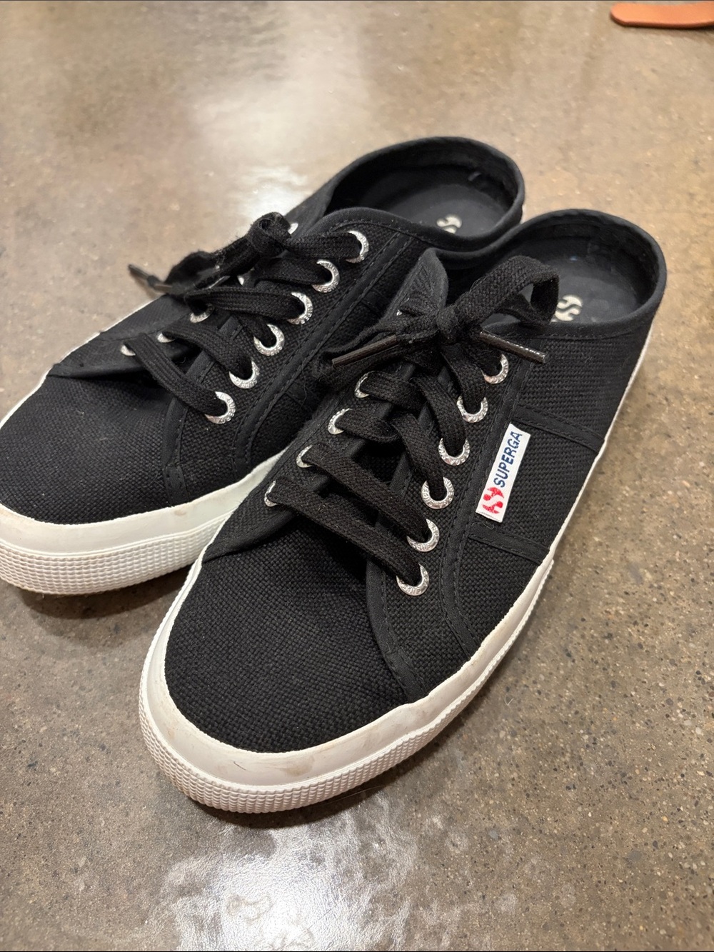 Superga Black Canvas Low-Top Sneakers with White Sole